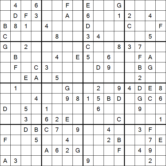 Sudoku 16x16 - Difficile