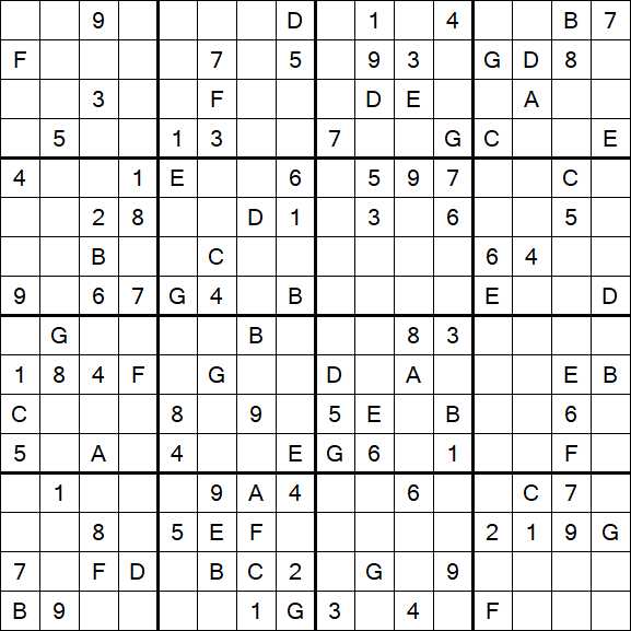 Sudoku 16x16 - Difficile