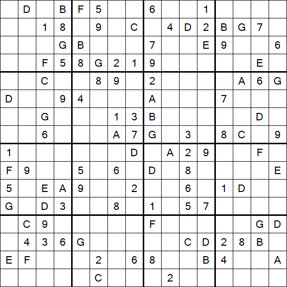 Sudoku 16x16 - Difficile