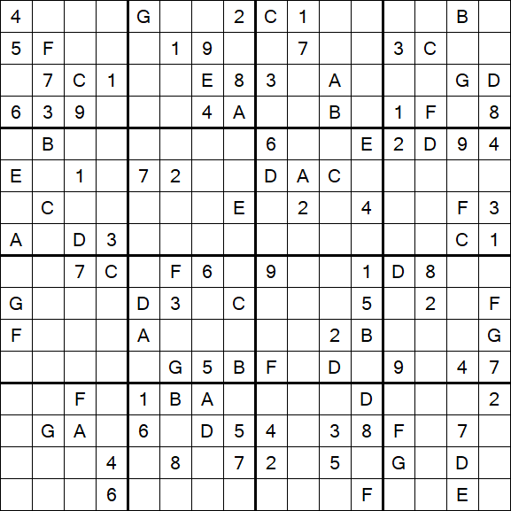 Sudoku 16x16 - Difficile