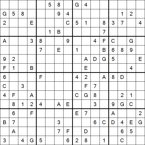 Sudoku 16x16 - Difficile