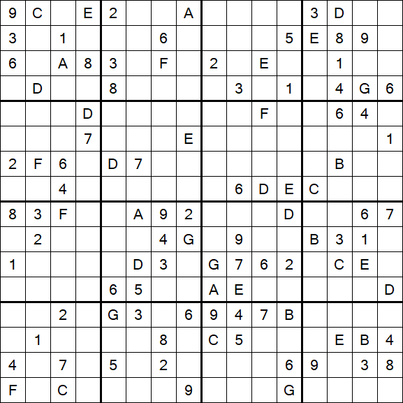Sudoku 16x16 - Difficile