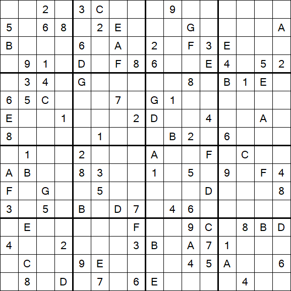 Sudoku 16x16 - Difficile