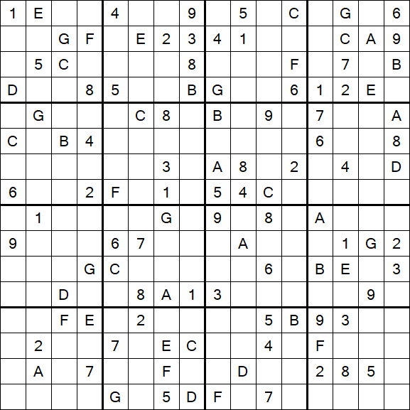 Sudoku 16x16 - Difficile