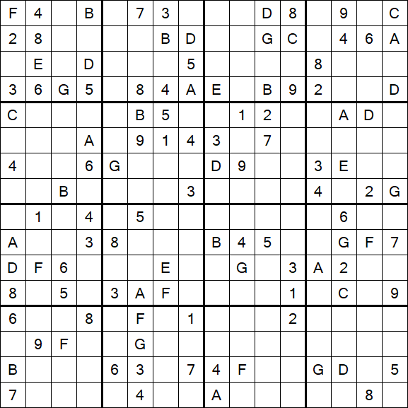 Sudoku 16x16 - Difficile