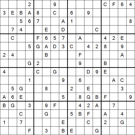 Sudoku 16x16 - Difficile