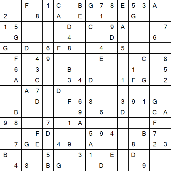 Sudoku 16x16 - Difficile