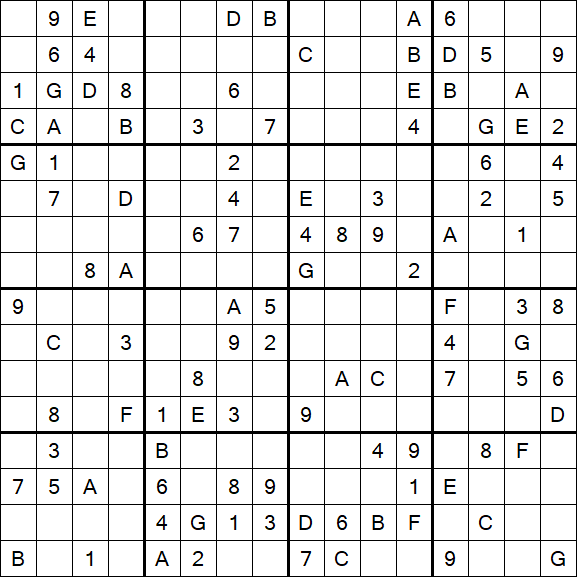 Sudoku 16x16 - Difficile