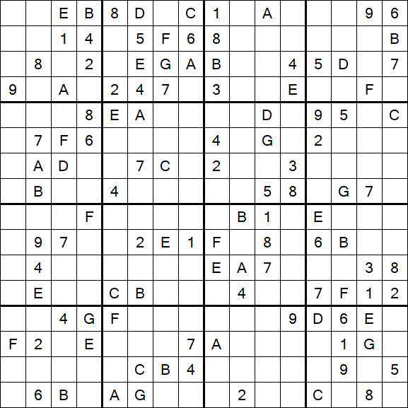 Sudoku 16x16 - Difficile