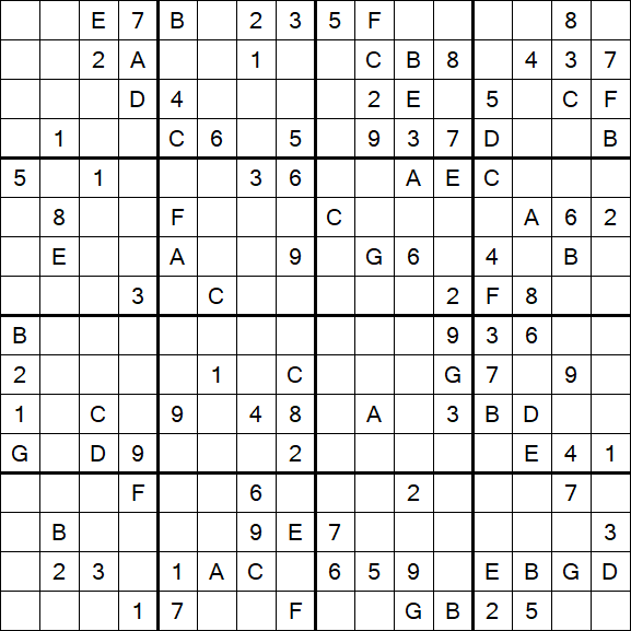 Sudoku 16x16 - Difficile