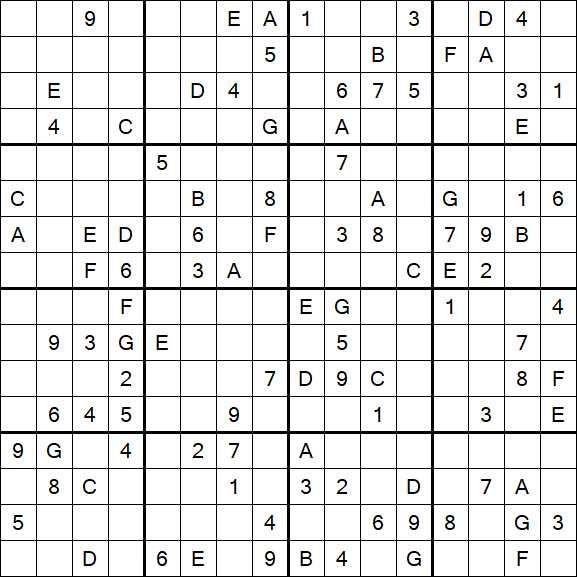 Sudoku 16x16 - Difficile