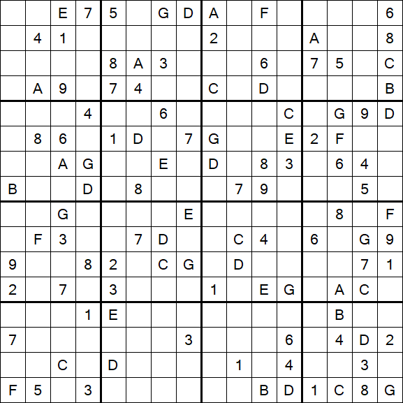Sudoku 16x16 - Difficile
