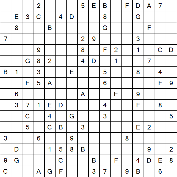 Sudoku 16x16 - Difficile