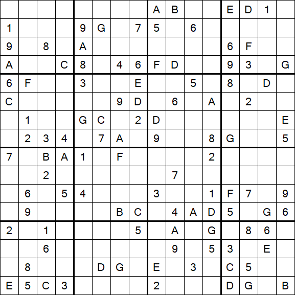 Sudoku 16x16 - Difficile