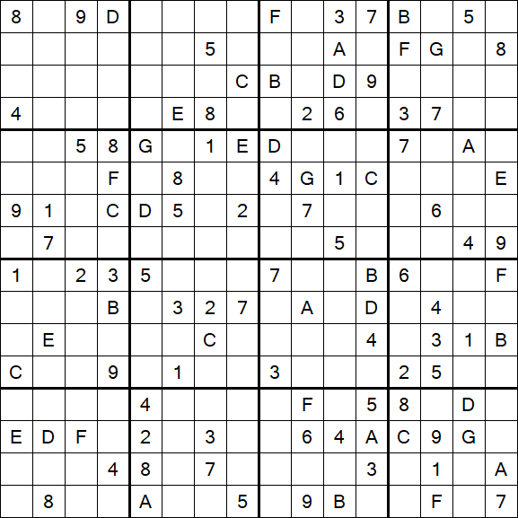 Sudoku 16x16 - Difficile