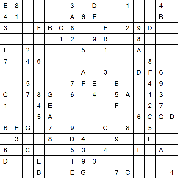 Sudoku 16x16 - Hard