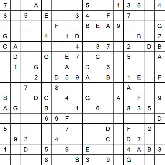 Sudoku 16x16 - Hard