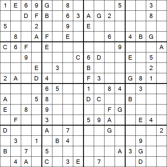 Sudoku 16x16 - Hard