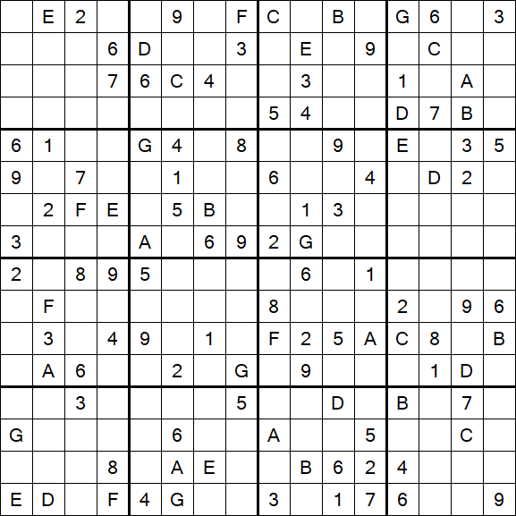 Sudoku 16x16 - Hard