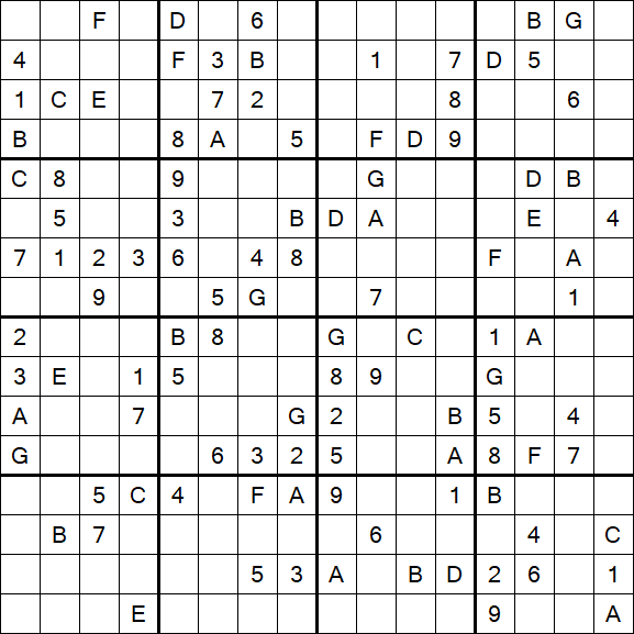 Sudoku 16x16 - Difícil