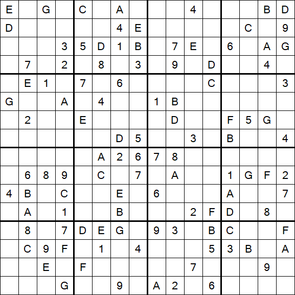 Sudoku 16x16 - Difficile