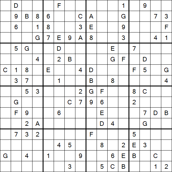 Sudoku 16x16 - Difficile