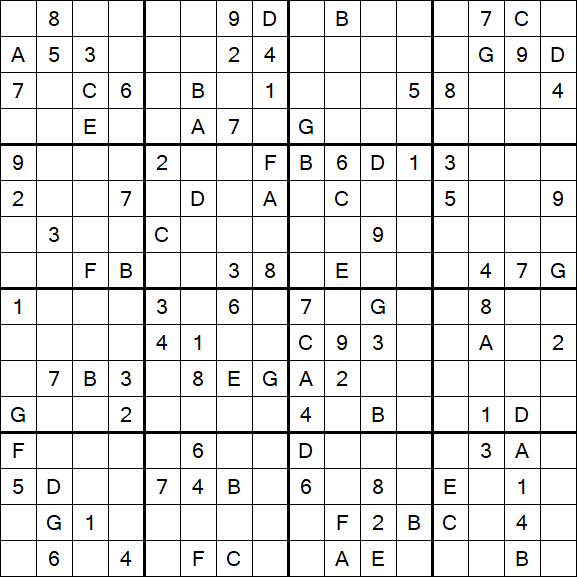 Sudoku 16x16 - Difficile