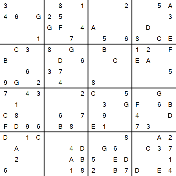 Sudoku 16x16 - Difficile