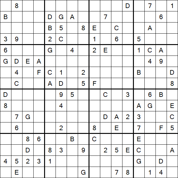 Sudoku 16x16 - Difficile