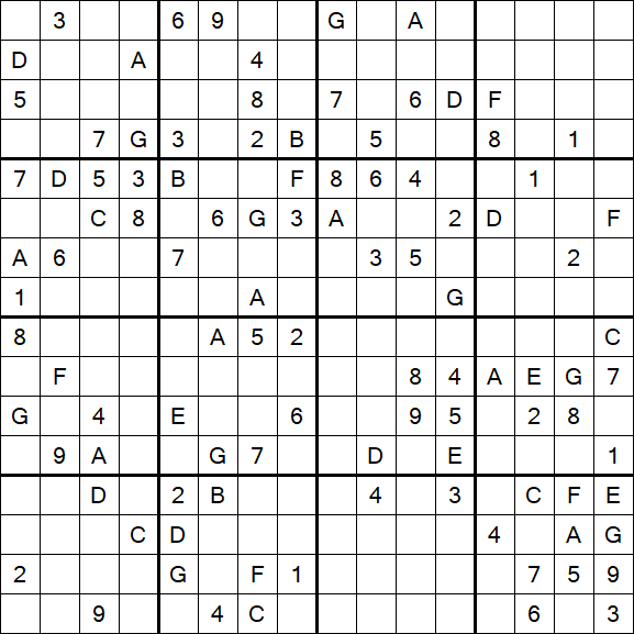Sudoku 16x16 - Difficile