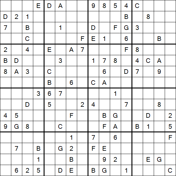 Sudoku 16x16 - Difficile