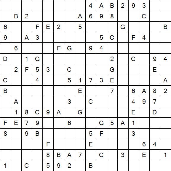 Sudoku 16x16 - Difficile