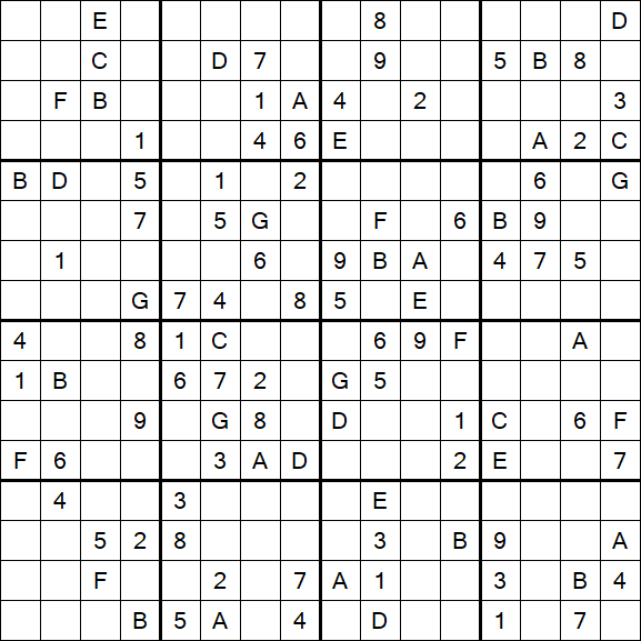 Sudoku 16x16 - Difficile