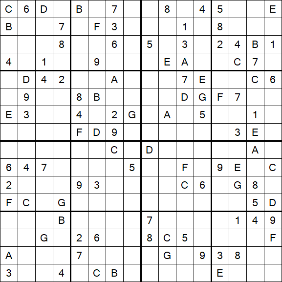 Sudoku 16x16 - Difficile