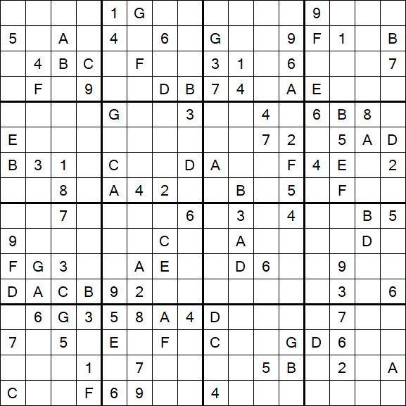 Sudoku 16x16 - Difficile