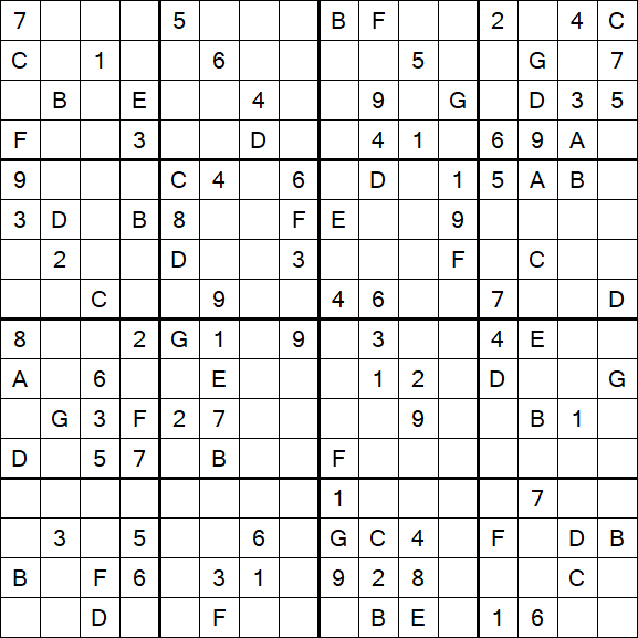 Sudoku 16x16 - Difficile
