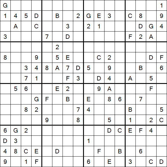 Sudoku 16x16 - Difficile