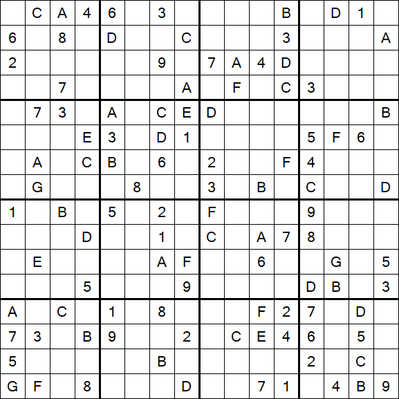 Sudoku 16x16 - Difficile