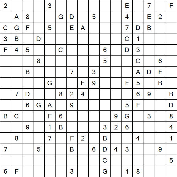 Sudoku 16x16 - Difficile