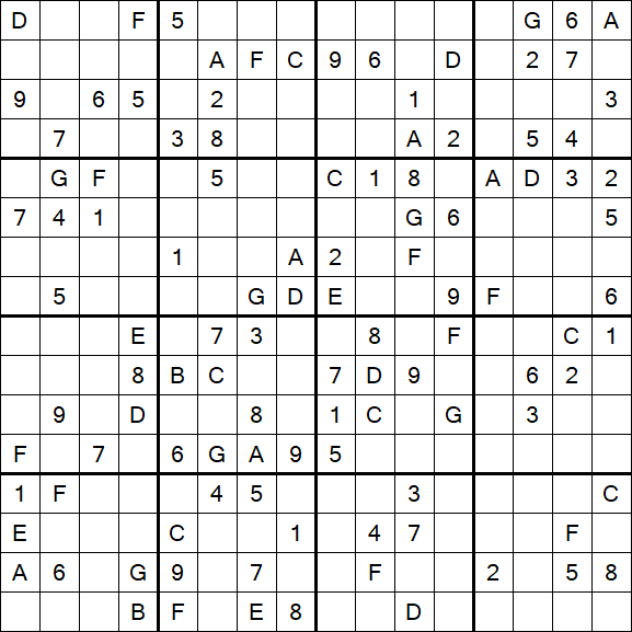 Sudoku 16x16 - Difficile