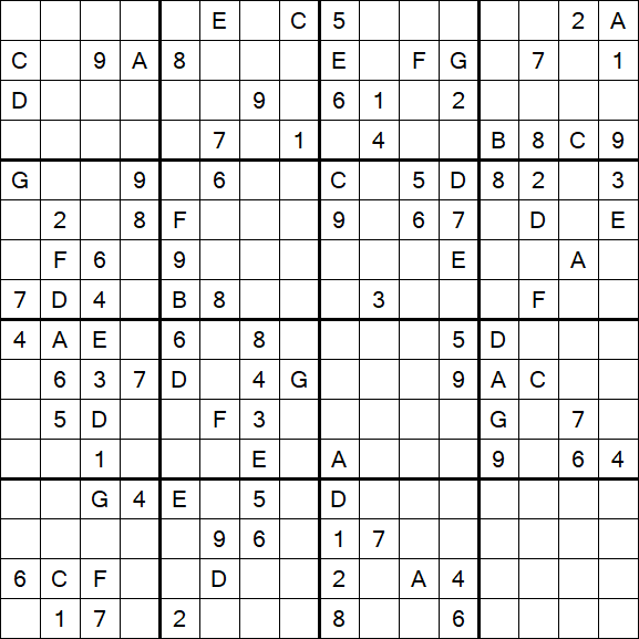 Sudoku 16x16 - Difficile