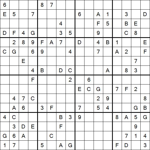 Sudoku 16x16 - Difficile