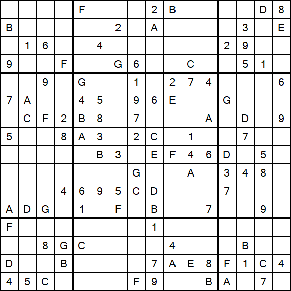 Sudoku 16x16 - Difficile