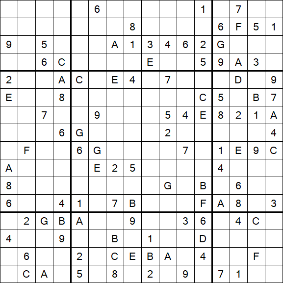 Sudoku 16x16 - Difficile