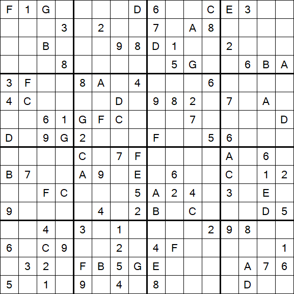 Sudoku 16x16 - Difficile