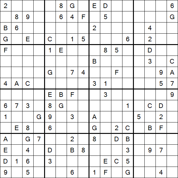 Sudoku 16x16 - Difficile