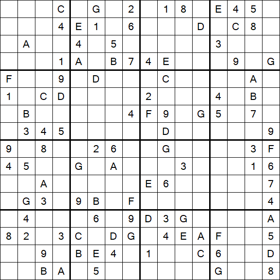 Sudoku 16x16 - Difficile