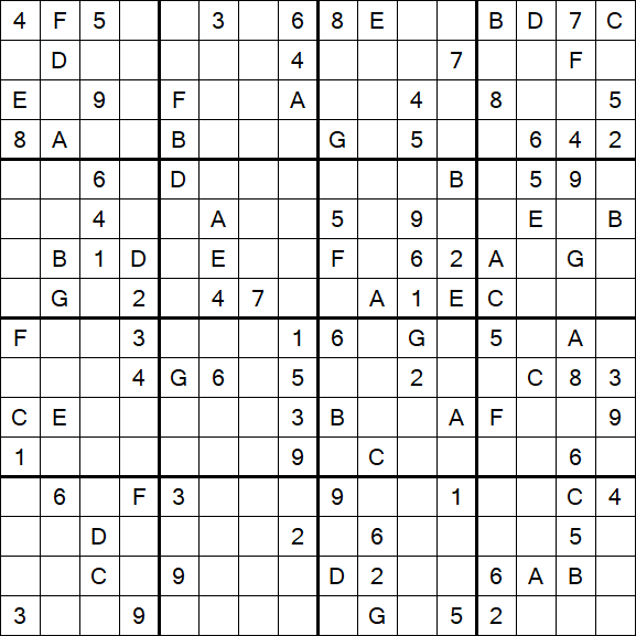 Sudoku 16x16 - Difficile