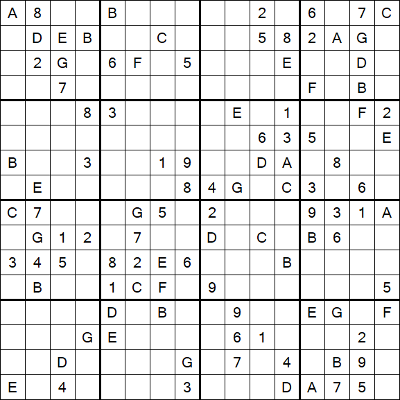 Sudoku 16x16 - Difficile