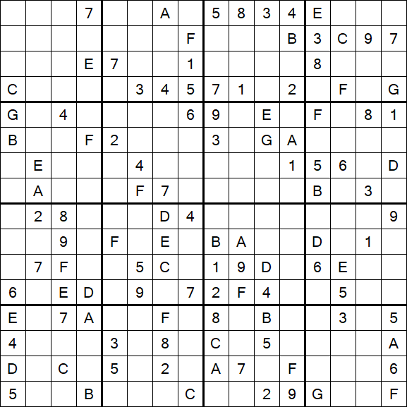 Sudoku 16x16 - Difficile